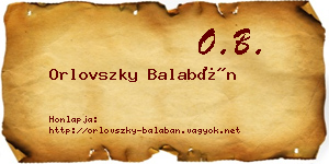 Orlovszky Balabán névjegykártya